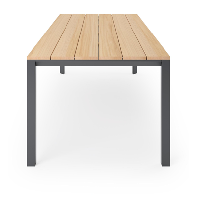 Malito tuintafel in zwart aluminium en teak - L 240 x B 100 x H 76,7 cm