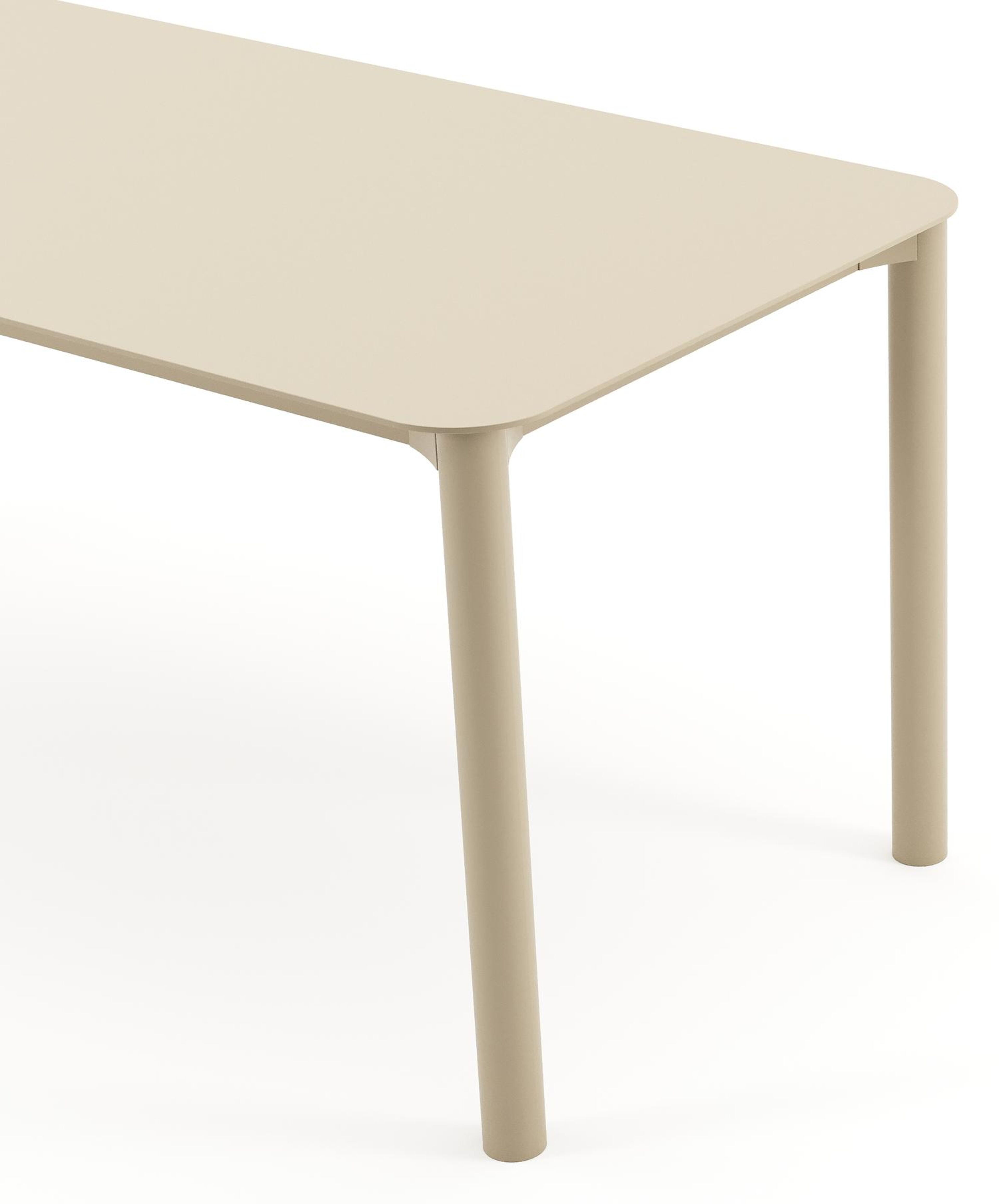 Table de jardin rectangulaire Orso arrondie en aluminium beige - Lg. 200 x Lrg. 80 x Haut. 74,5 cm