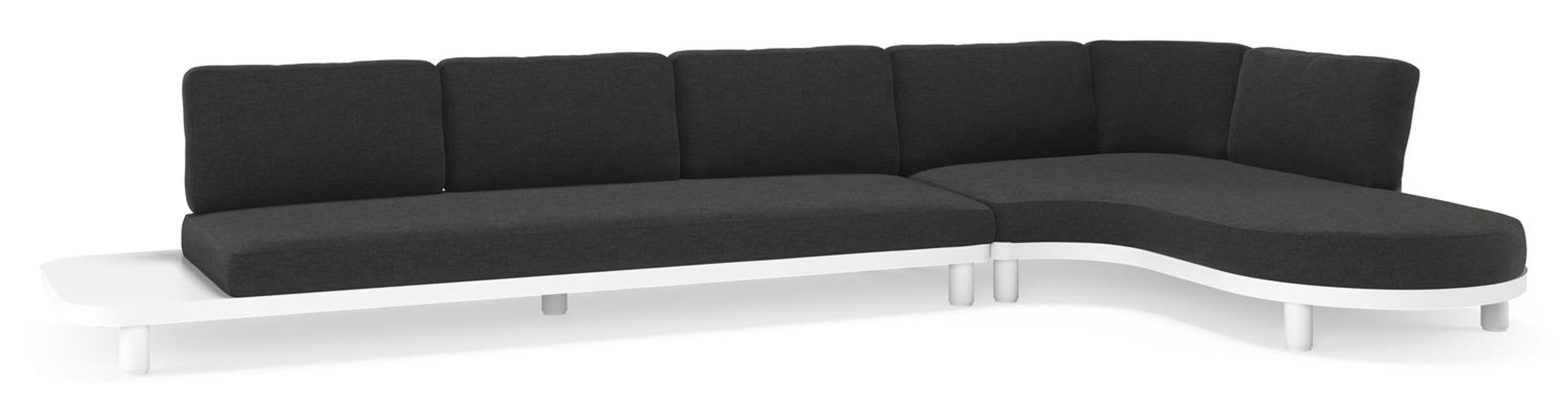 Donato loungehoek in wit aluminium met all weather sunbrella® luxe Chartres Sooty kussen