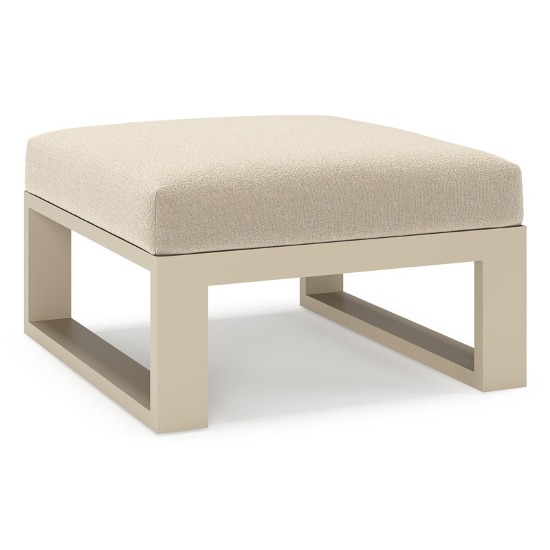 Verato poef in beige aluminium met marbella sand all weather cosytica kussen