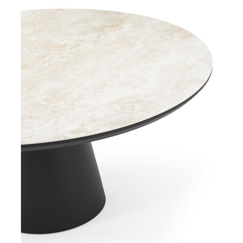 Donato tuintafel rond in zwart aluminium en volkeramiek Rapolano dia. 148 cm