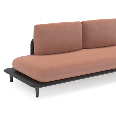 Salon de jardin d'angle Bomero en aluminium noir et coussins en all weather sunbrella® luxe savane rust