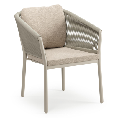 Estella verlengbare tuinset rechthoekig in beige aluminium en sintered stone Crema minerale met 8 Gerona tuinstoelen