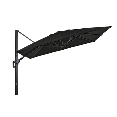 Minore zweefparasol met tiltfunctie in zwart aluminium met zwart sunbrella® premium parasoldoek - L1 350 x L2 350 cm (zonder voet)