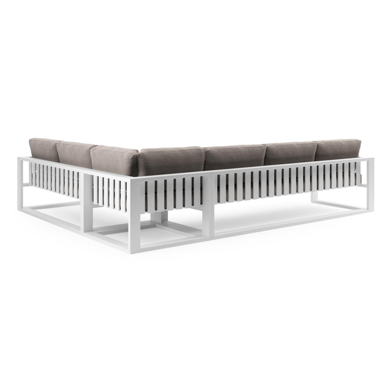 Verato loungehoek in wit aluminium met wander granite all weather sunbrella® luxe kussen