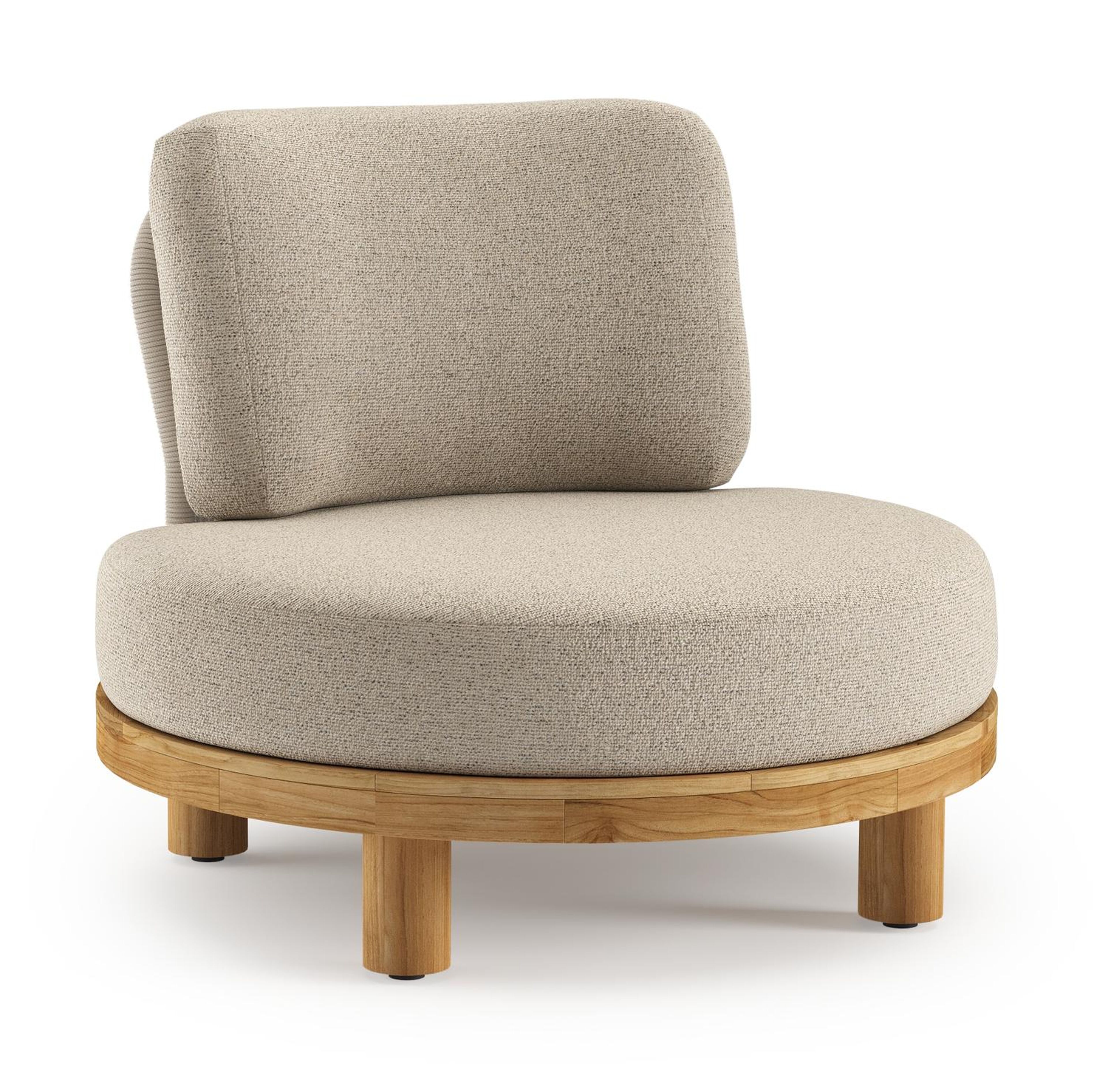 Donato loungestoel 1-zit in teak met marbella beige all weather Casettica kussen
