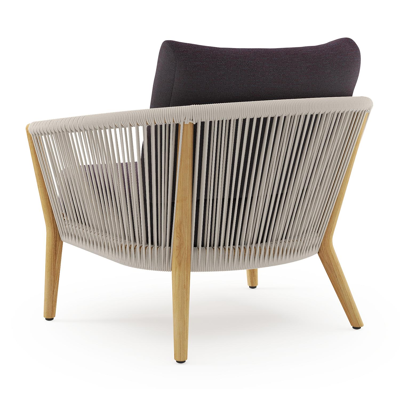 Fauteuil de jardin Orso en tecken corde ronde tissée verticalement beige et coussins en all weather sunbrella® luxe Tundra Red