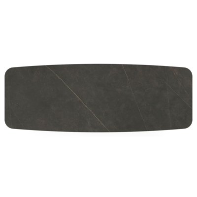 Pagino tuintafel bootvorm in beige aluminium en volkeramiek Calatorao - L 315 x B 115 x H 73 cm