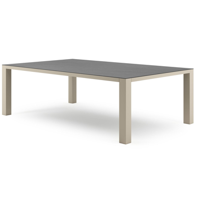 Nano XL tuintafel rechthoekig in beige aluminium en volkeramiek Basalt Black - L 240 x B 148 x H 75 cm