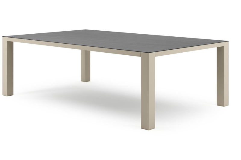 Nano XL tuintafel rechthoekig in beige aluminium en volkeramiek Basalt Black - L 240 x B 148 x H 75 cm