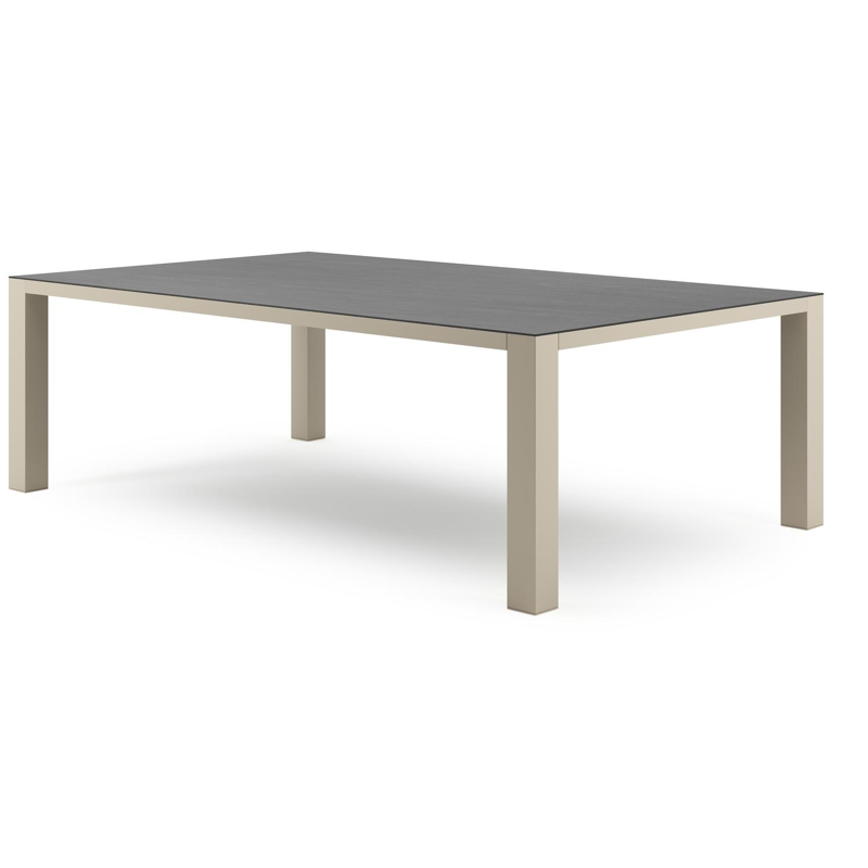 Nano XL tuintafel rechthoekig in beige aluminium en volkeramiek Basalt Black - L 240 x B 148 x H 75 cm