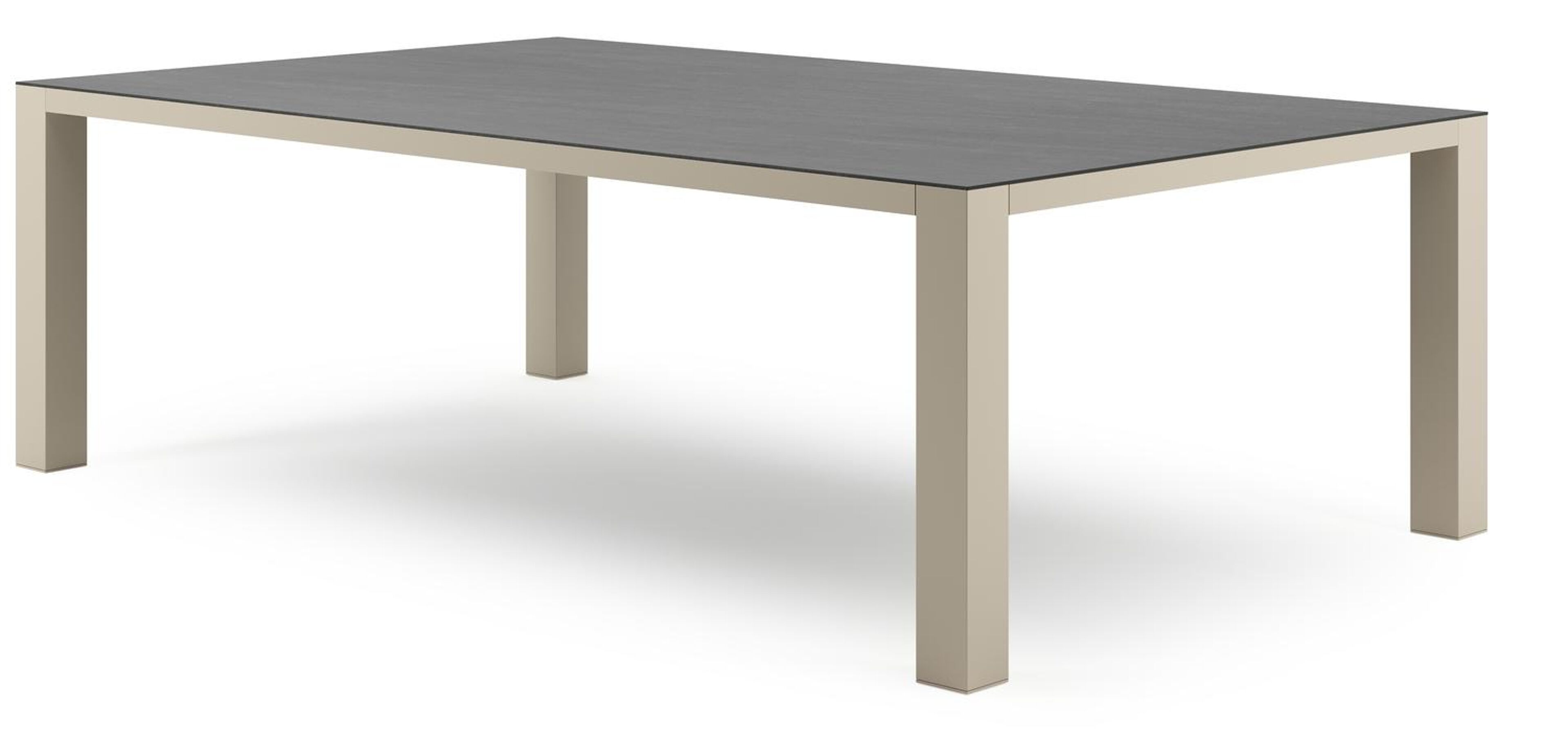 Nano XL tuintafel rechthoekig in beige aluminium en volkeramiek Basalt Black - L 240 x B 148 x H 75 cm