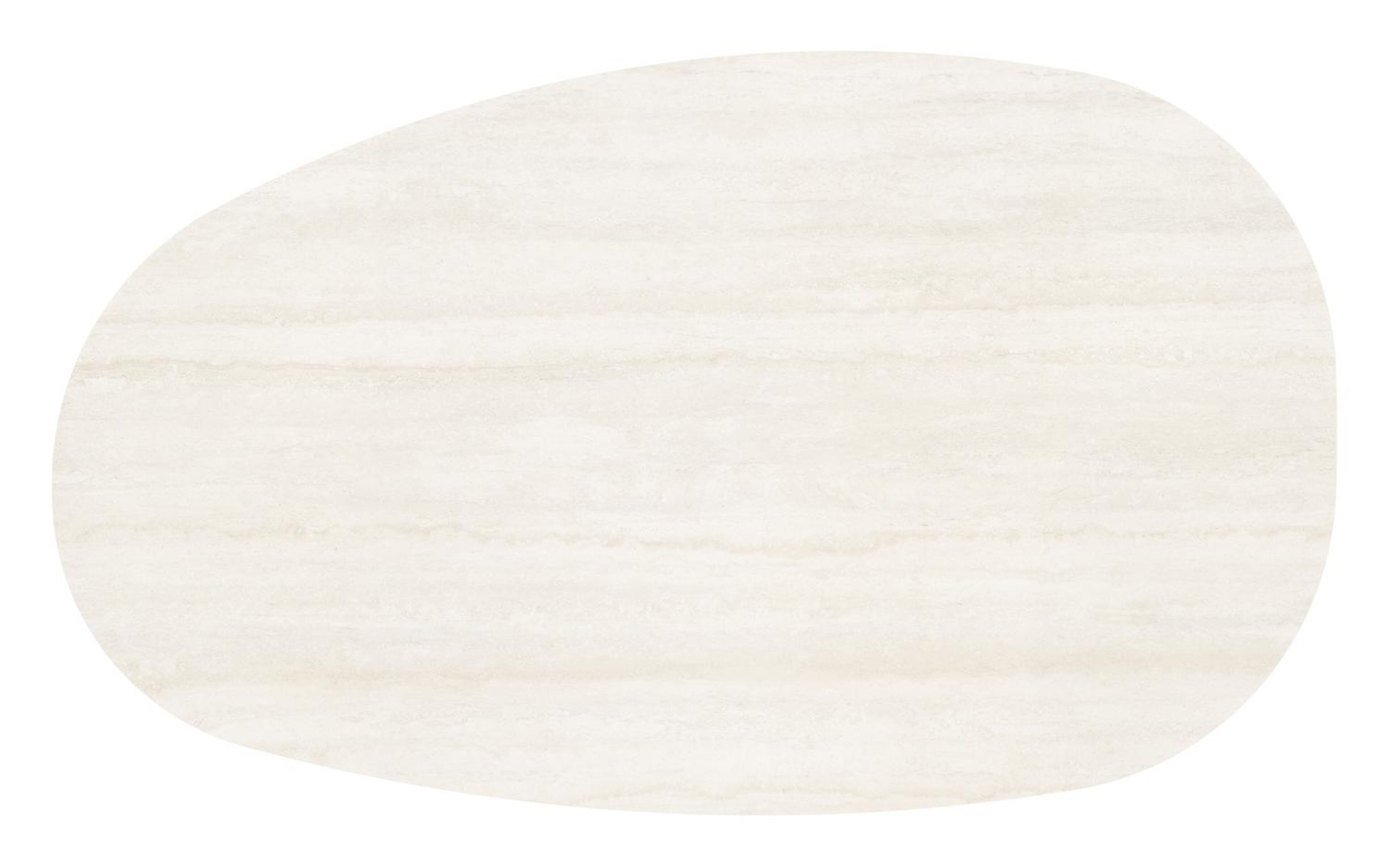 Table de basse Donato organique en aluminium beige et céramique pleine Travertino Bianco - Lg. 151 x Lrg. 90 x Haut. 25 cm