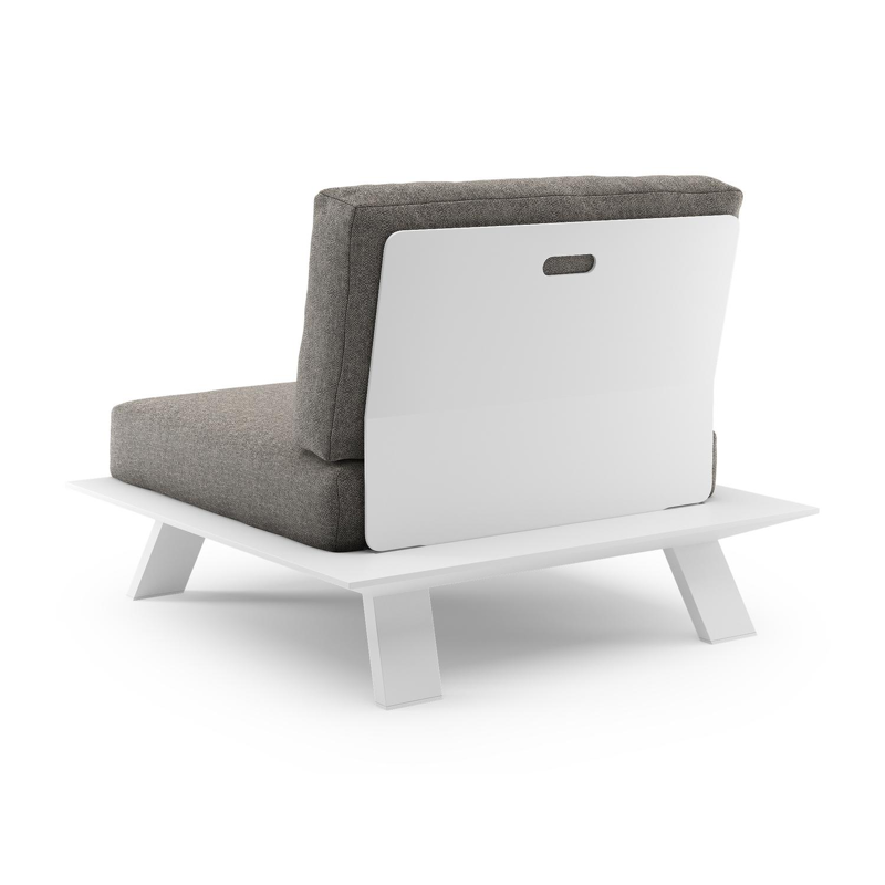 Cesano loungestoel in wit aluminium met chartres drizzle all weather Sunbrella® luxe kussen