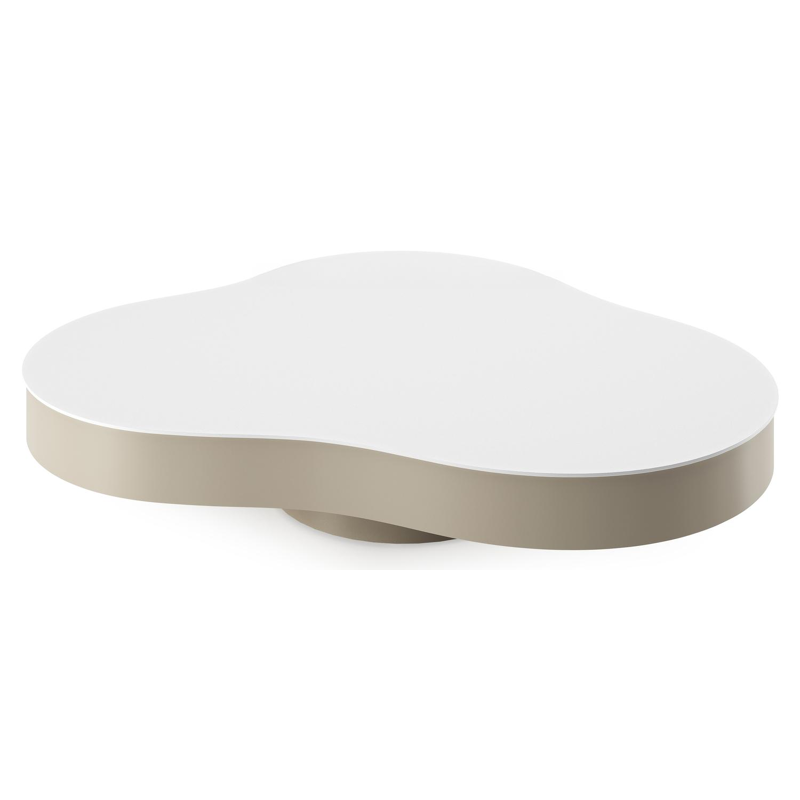 Table de basse Lomano cloud en aluminium beige et aluminium Arctic White - Lg. 131 x Lrg. 108 x Haut. 25 cm