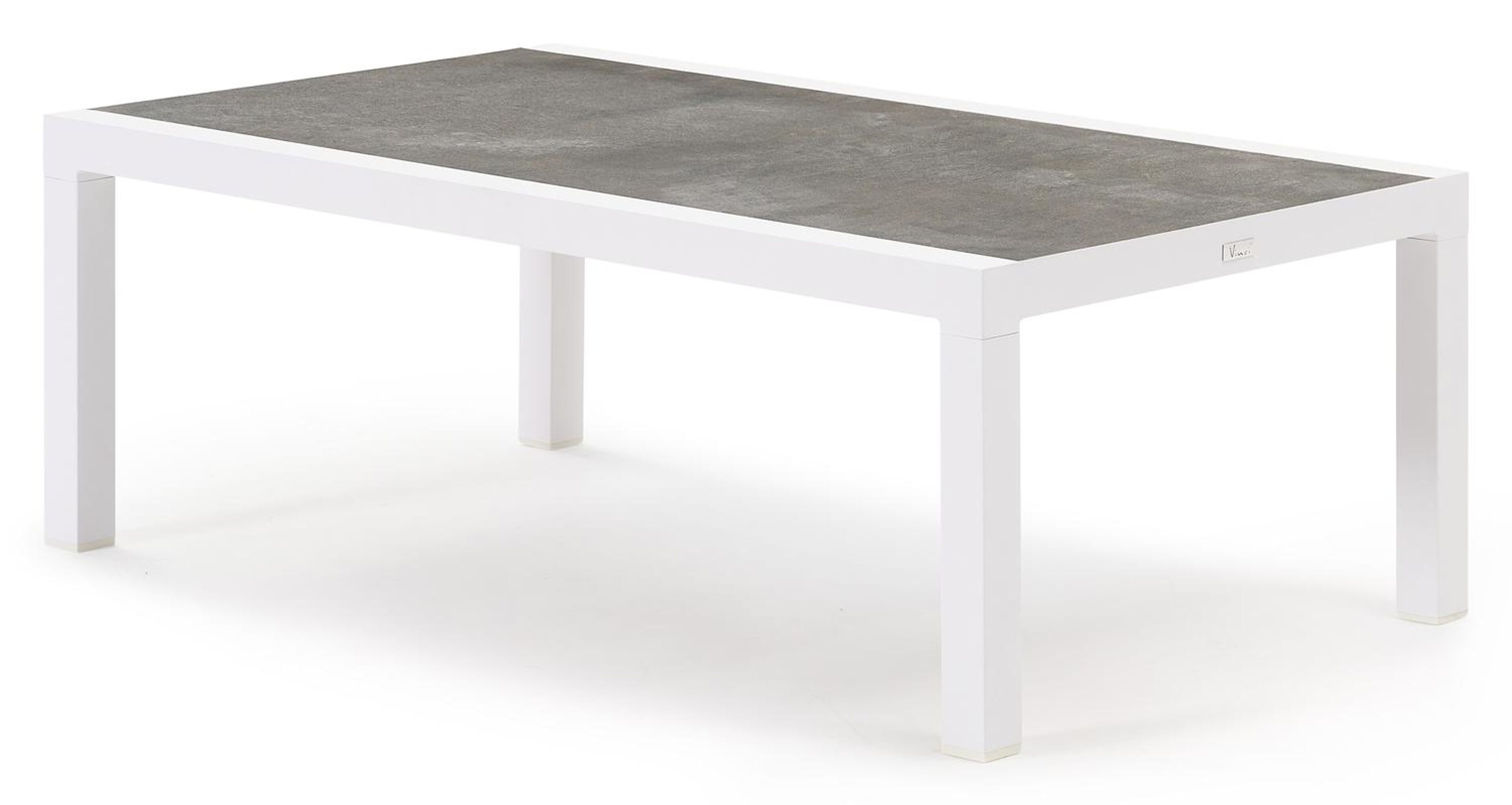 Alcudia loungetafel in wit aluminium en grijs volkeramiek - L 120 x B 70 x H 43 cm