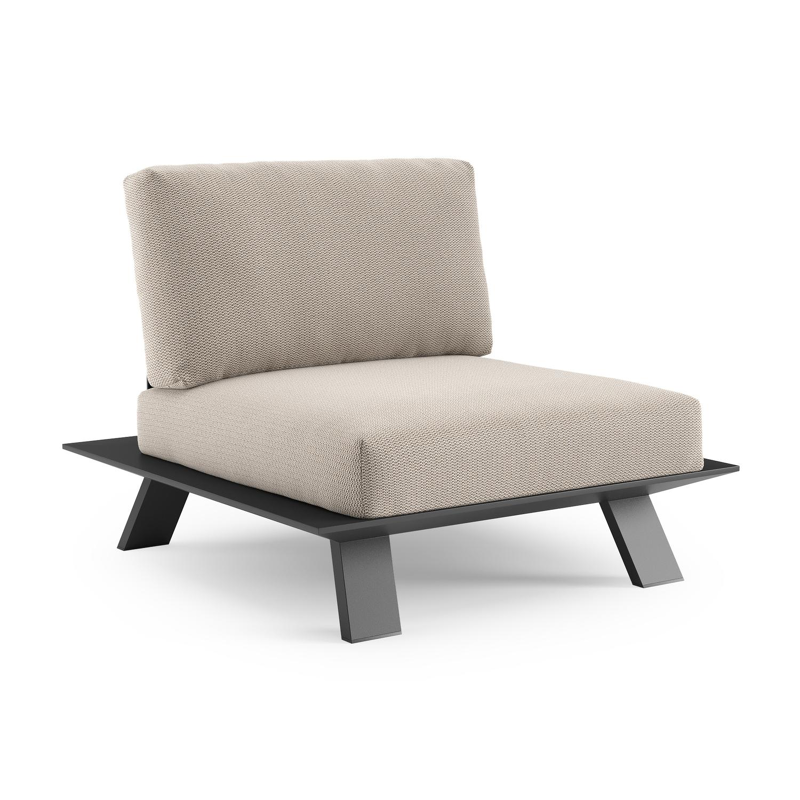 Cesano loungestoel in zwart aluminium met lopi fossil all weather Sunbrella® luxe kussen