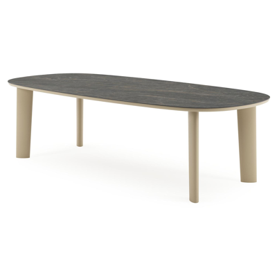 Amico tuintafel bombo in beige aluminium en volkeramiek Black Obsession - L 270 x B 125 x H 73.5 cm