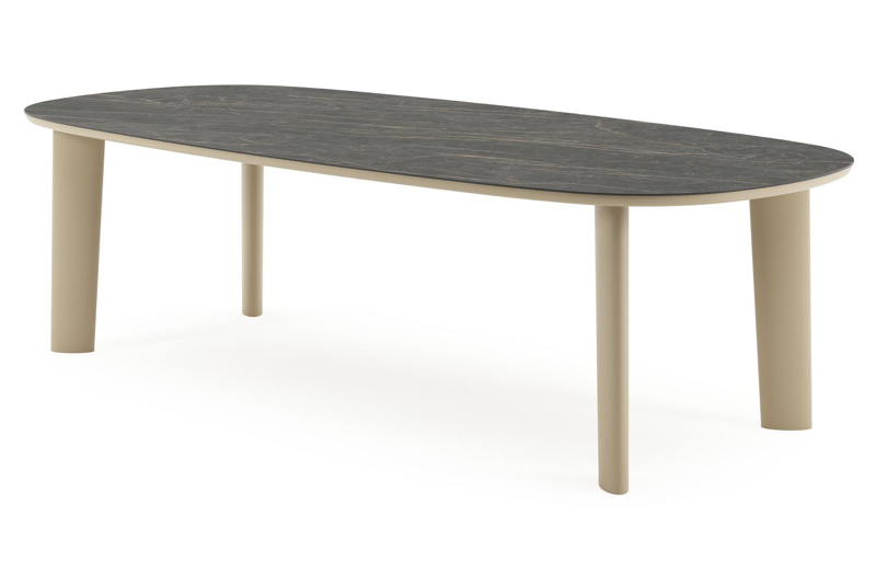 Amico tuintafel bombo in beige aluminium en volkeramiek Black Obsession - L 270 x B 125 x H 73.5 cm