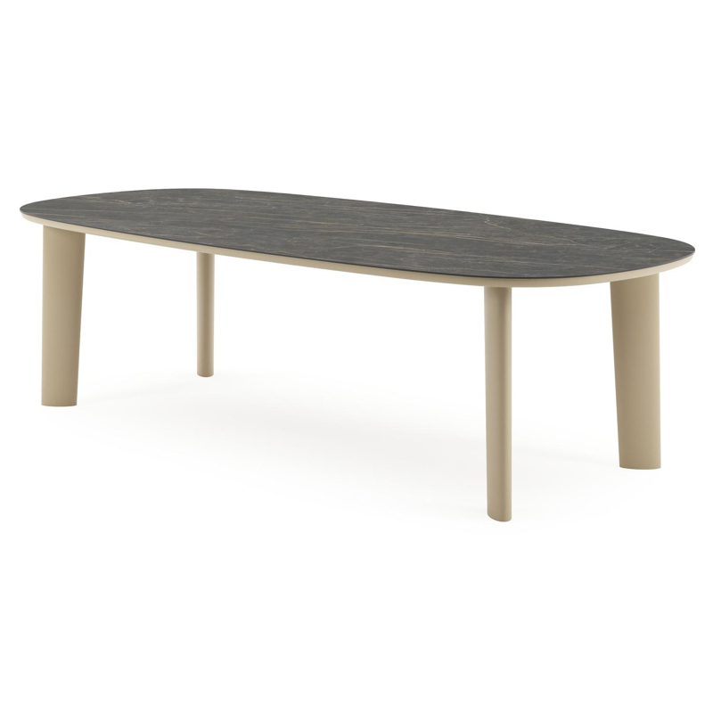 Amico tuintafel bombo in beige aluminium en volkeramiek Black Obsession - L 270 x B 125 x H 73.5 cm