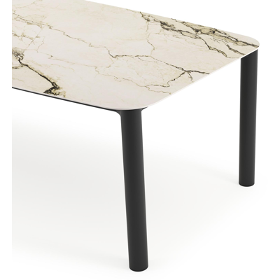 Orso tuintafel bootvorm in zwart aluminium en volkeramiek colorado dunes - L 255 x B 115 x H 75 cm