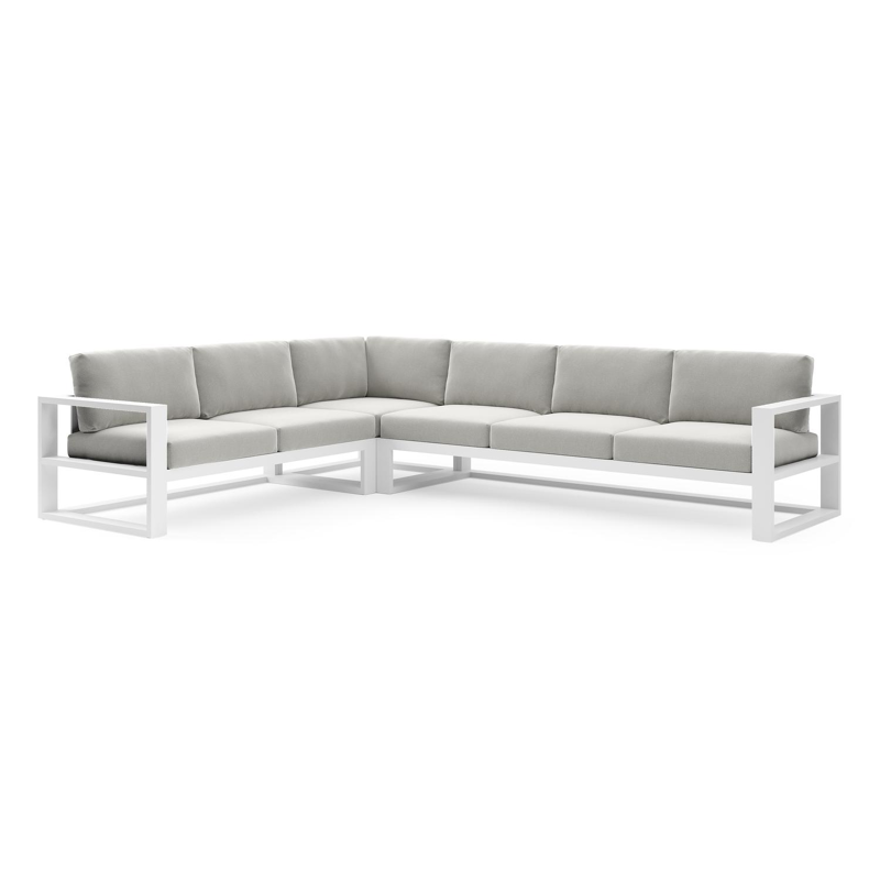 Verato loungehoek in wit aluminium met lopi ash all weather sunbrella® luxe kussen