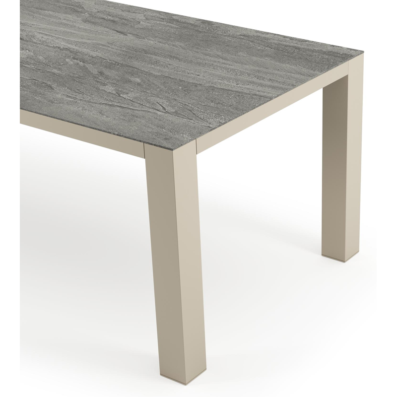 Nano tuintafel rechthoekig in beige aluminium en volkeramiek Aspen Grey - L 240 x B 100 x H 75 cm