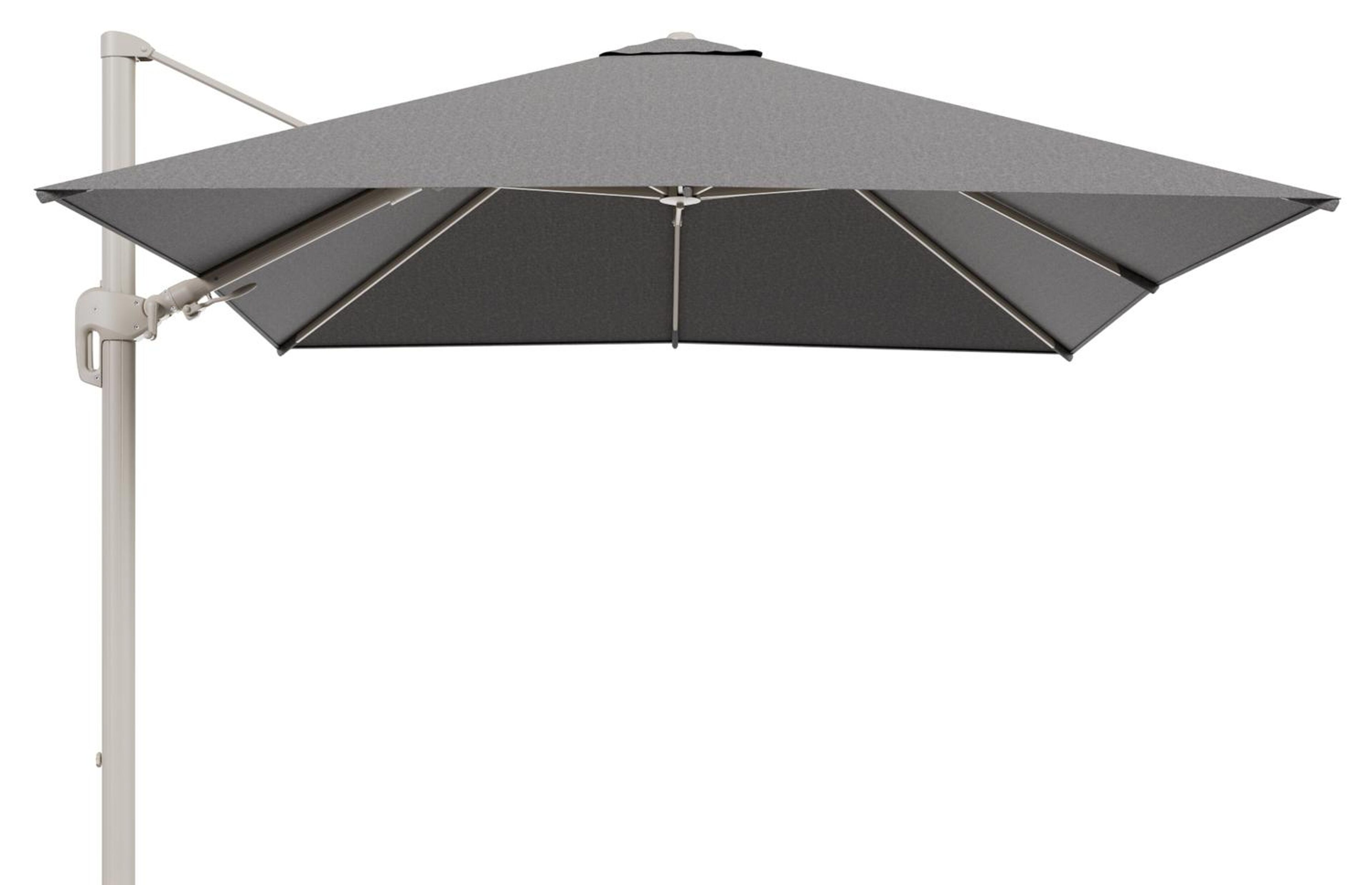 Rufina zweefparasol tiltfunctie in beige aluminium en parasoldoek in All Weather Sunbrella® Luxe Chartres Drizzle  - L1 300 x L2 300 cm (zonder voet) (zonder voet)