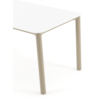 Orso tuintafel rechthoekig afgerond in beige aluminium en volkeramiek Arctic White - L 140 x B 80 x H 74.5 cm