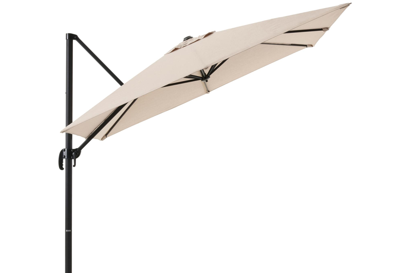 Calpe zweefparasol in zwart aluminium met beige weather+ softtouch parasoldoek - L1 270 x L2 270 cm (zonder voet)