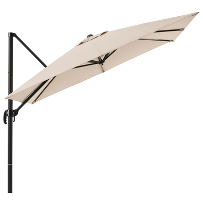 Parasol pendant Calpe en aluminium noir avec toile de parasol en weather+ softtouch beige - Lg.1 270 x Lg.2 270 cm (sans pied de parasol)