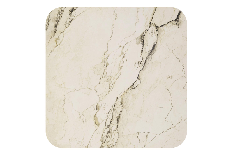 Amico low dining tuintafel afgerond vierkant in wit aluminium en volkeramiek Colorado Dunes - L 148 x B 148 x H 61 cm