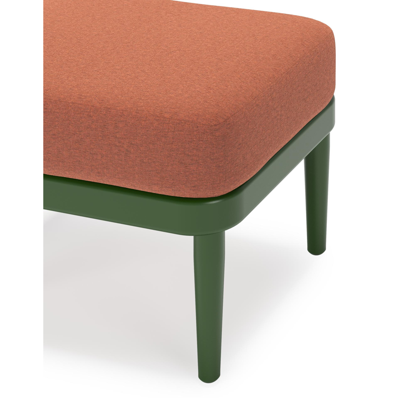 Orso poef in groen aluminium met Heritage Rust all weather sunbrella® luxe kussen