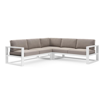 Verato loungehoek in wit aluminium met wander granite all weather sunbrella® luxe kussen