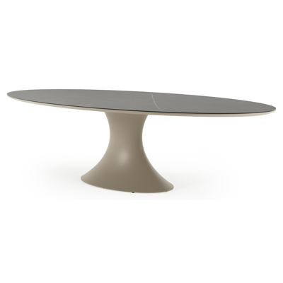 Fano tuintafel ovaal in beige aluminium en volkeramiek Calatorao - L 290 x B 148 x H 75 cm
