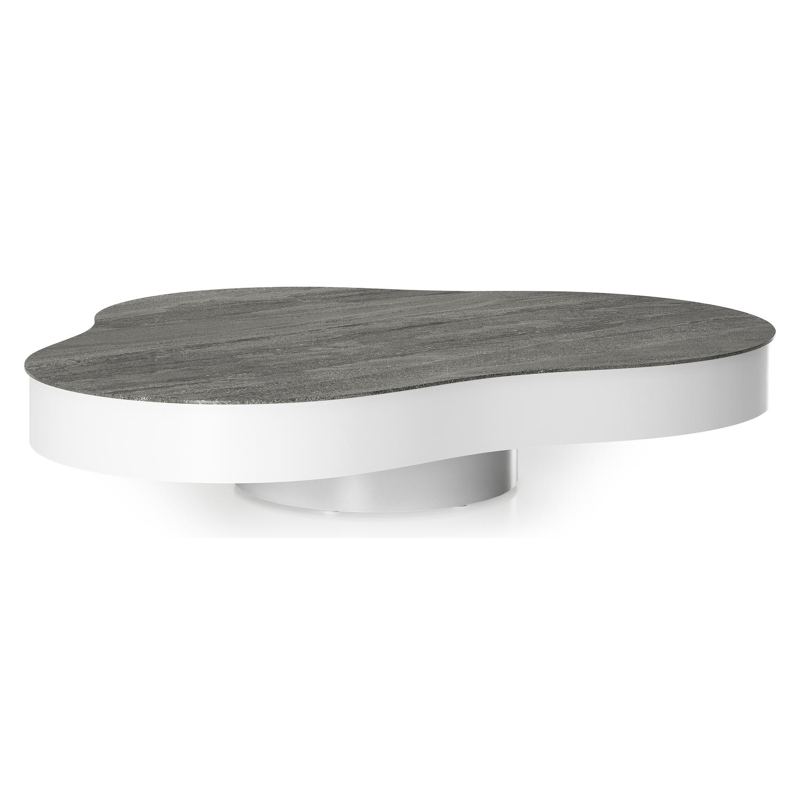 Table de basse Lomano cloud en aluminium blanc et céramique pleine Aspen Grey - Lg. 131 x Lrg. 108 x Haut. 25 cm