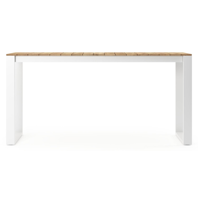 Verato bartafel in wit aluminium en teak - L 220 x B 70 x H 106 cm