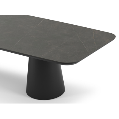 Donato tuintafel in zwart aluminium en volkeramiek calatorao - L 315 x B 115 x H 74 cm