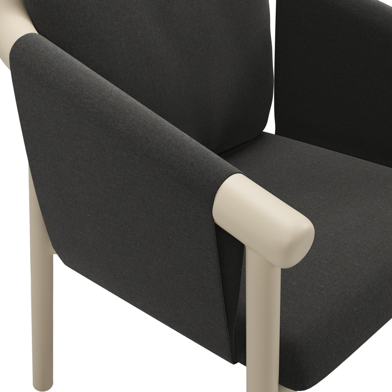 Amico stapelbare tuinstoel in beige aluminium met stoelkussen in All Weather Sunbrella® Luxe Natte Sooty