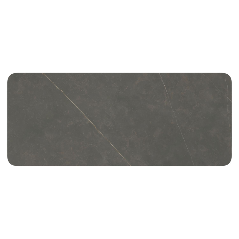 Table de jardin Orso rectangulaire arrondi en aluminium beige et céramique pleine Calatorao - Lg. 240 x Lrg. 100 x Haut. 74.5 cm