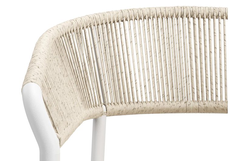 Feltro tuinset in wit aluminium en sintered stone Crema minerale met 2 Zamora tuinstoelen