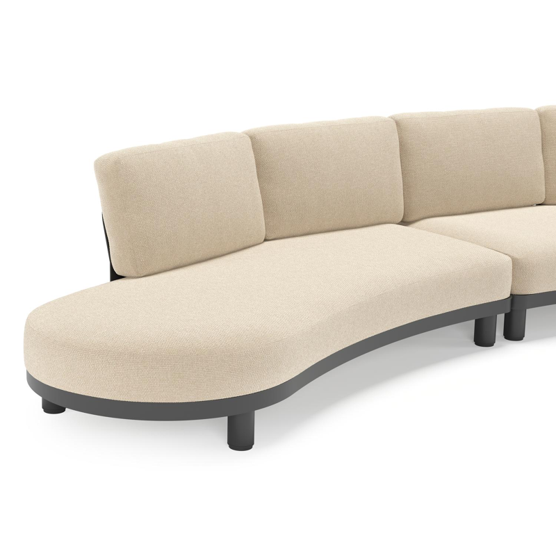 Donato loungehoek in zwart aluminium met all weather cosytica Althea Chalk kussen