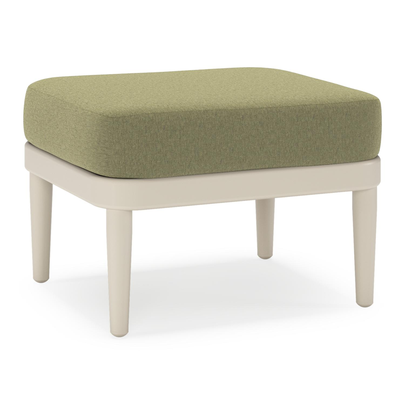 Pouf Orso en aluminium beige et coussins en all weather sunbrella® luxe Heritage Leaf