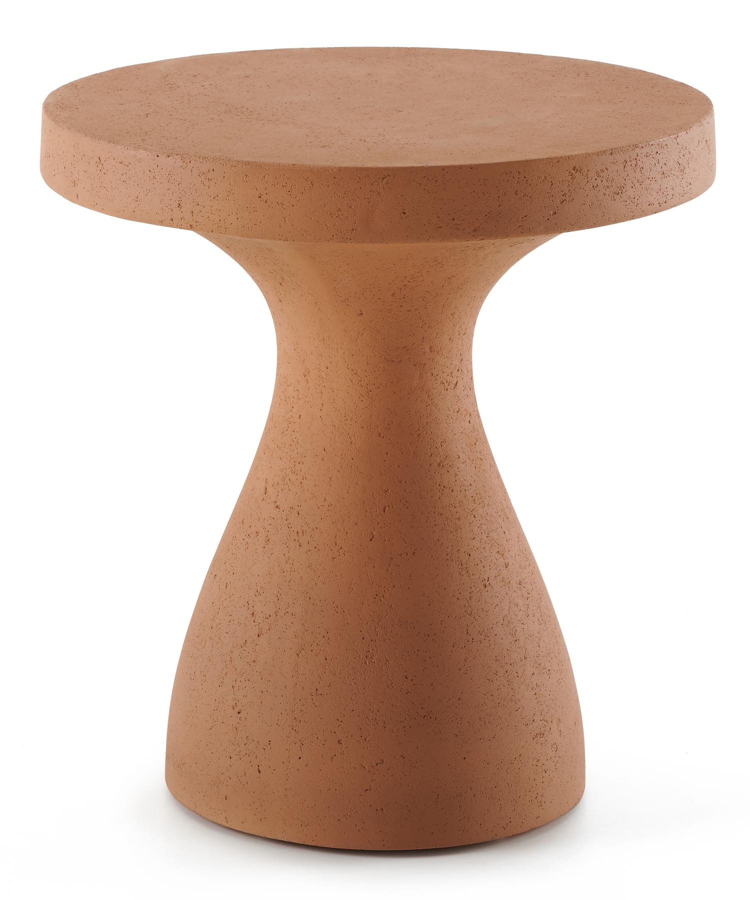 Table d'appoint Lomo en béton brun rouille brun rouille - Diam. 50 x Haut. 54 cm