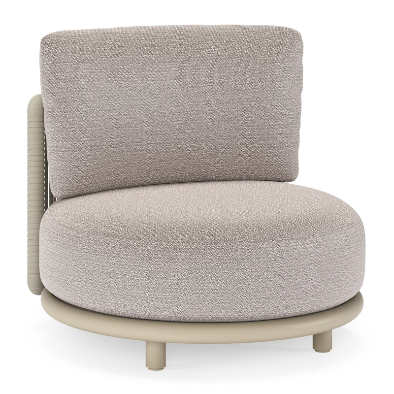 Lomano loungestoel in beige aluminium en beige verticaal geweven luxe vlakke rope met Wander Granite all weather sunbrellaÂ® luxe