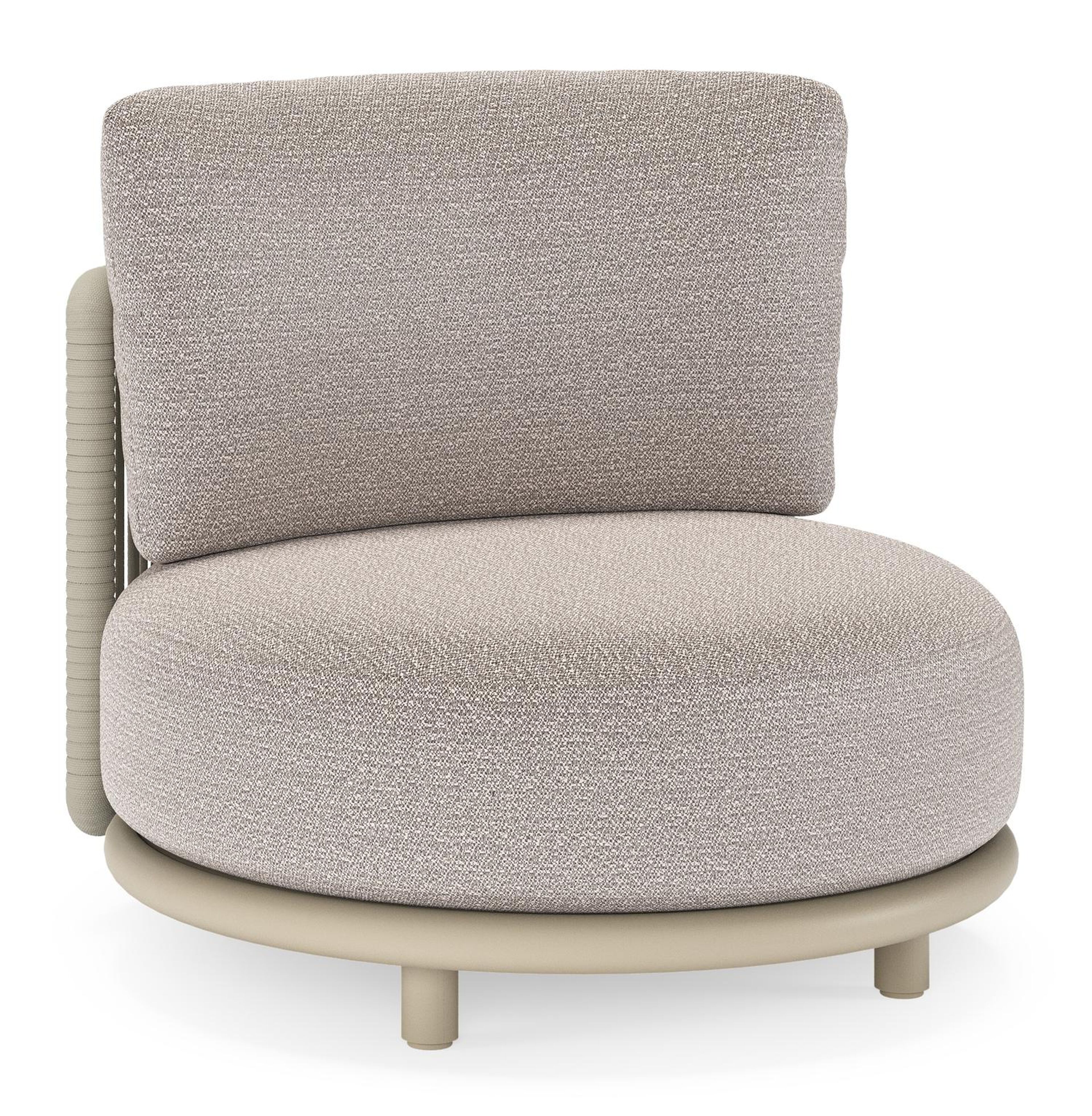 Lomano loungestoel in beige aluminium en beige verticaal geweven luxe vlakke rope met Wander Granite all weather sunbrellaÂ® luxe