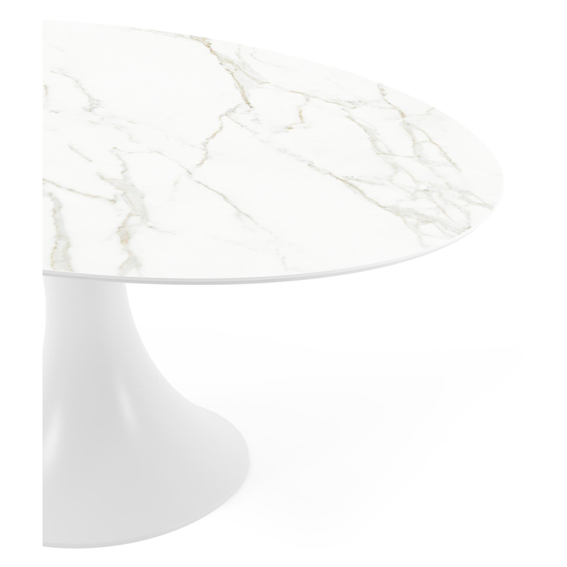 Fano tuintafel ovaal in wit aluminium en volkeramiek calacatta - L 180 x B 110 x H 75 cm