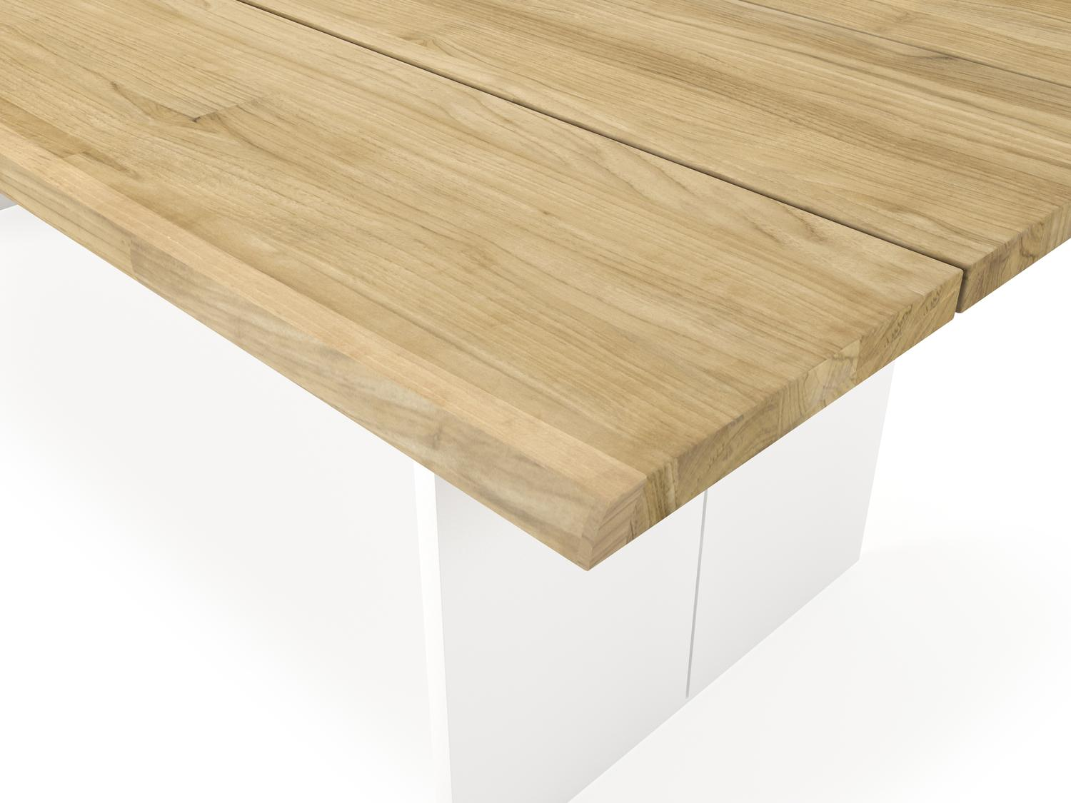 Portofino tuintafel in wit aluminium en teak - L 240 x B 102 x H 74,5 cm