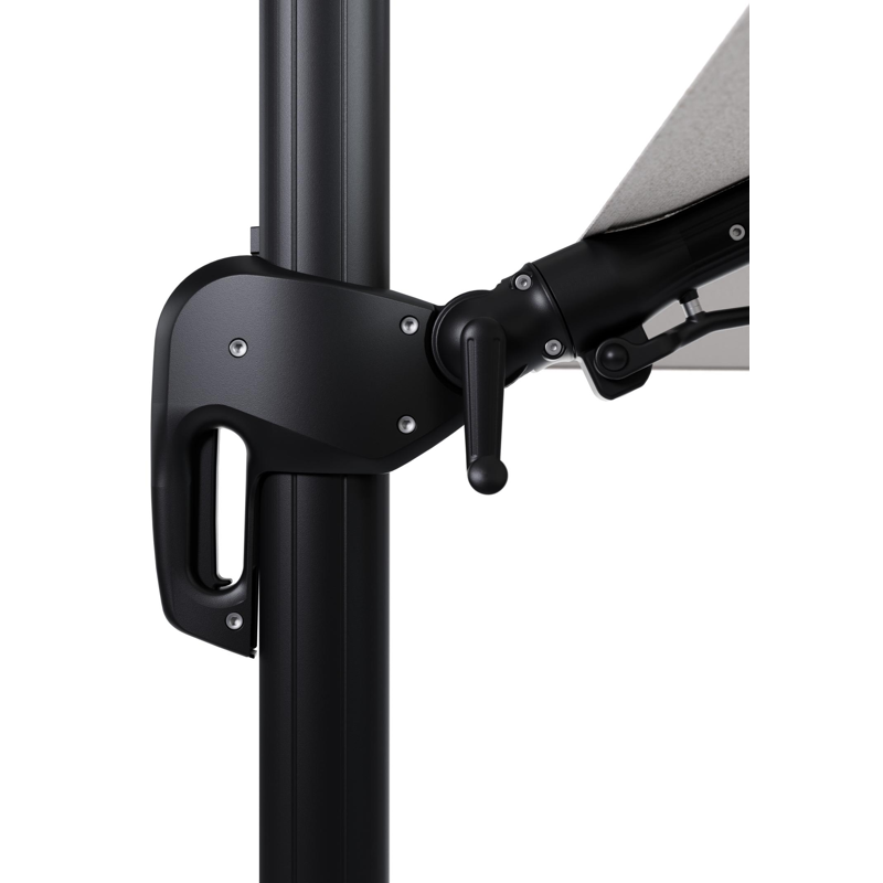 Parasol pendant Rufina avec fonction tilt en aluminium noir et toile de parasol en All Weather Solica Ego Eggshell  - Lg.1 400 x Lg.2 300 cm (sans pied de parasol