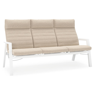 Canapé de jardin Prato en aluminium blanc avec coussin en weather+ softtouch beige